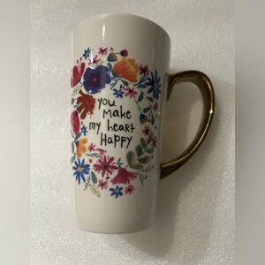 NATURAL LIFE Inspirational Floral Mug with Gold Handle 16oz